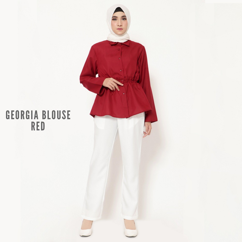 Georgia Blouse Baju Atasan Wanita by FEMINE Shopee 