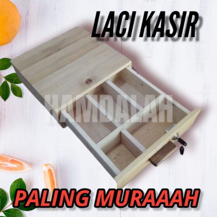 Laci Kasir Atau Cash Drawer Dari Kayu Plus Kunci
