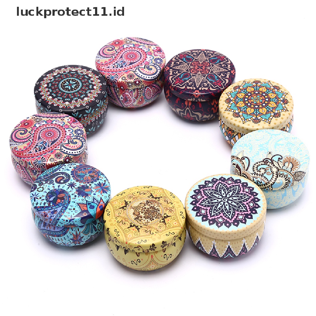 &lt; Luckprotect11.Id &gt; Kotak Kaleng Penyimpanan Permen / Teh Motif Bunga Retro Untuk Hadiah