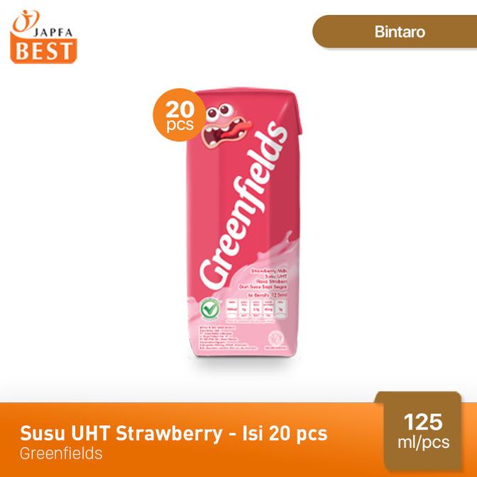 

(BISA COD) Susu UHT Strawberry Greenfields 125 ml - Isi 20 pcs BERMUTU Kode 1112