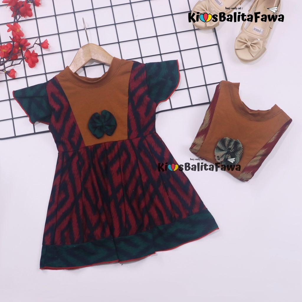 (BATIK) Dress Tania uk 6-18 Bulan / Dres Anak Bayi Perempuan Lengan Pendek Gaun Pesta Import Baby