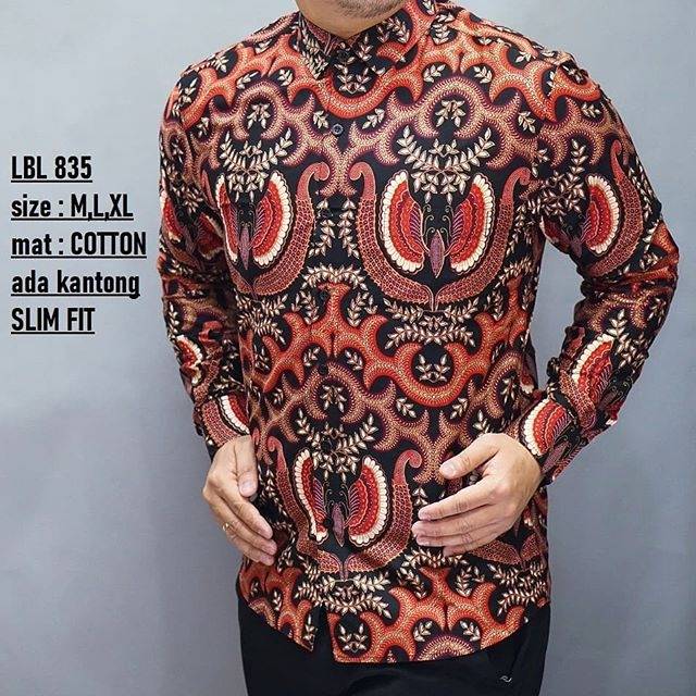 LBL 835 HEM KEMEJA BATIK PRIA SLIM FIT LENGAN PANJANG LUIGI BATANI