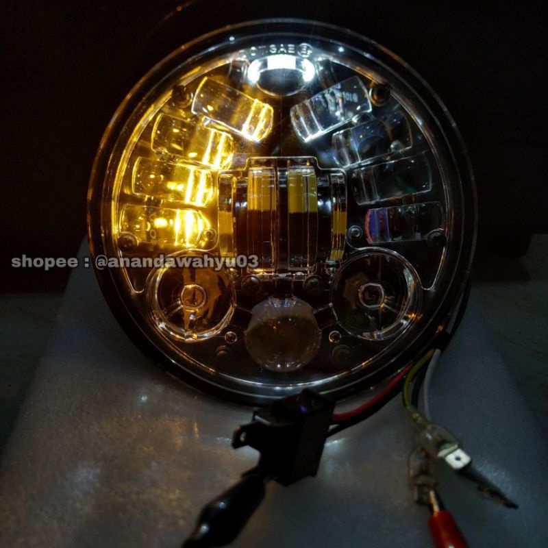 Daymaker 16 Led 5.75 dan 7inch Inch 75 Watt Dus Hitam Ori Import