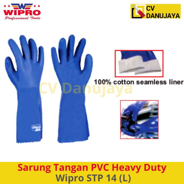 Sarung Tangan Karet PVC Heavy Duty Glove Safety Wipro STP 14 (L)