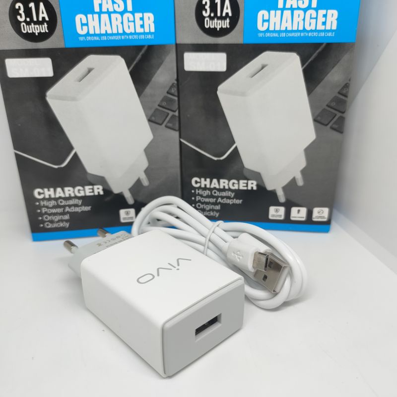 Charger Brand Vivo  3.1A Qualcomm Quick Charge 3.0 Kabel Micro