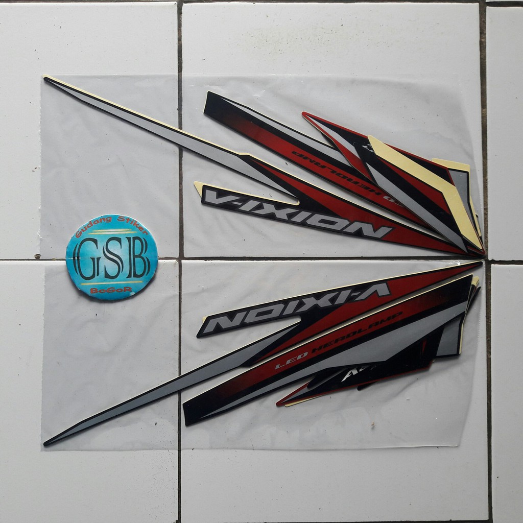 Striping Stiker Motor Yamaha Vixion 2018 Merah Shopee Indonesia