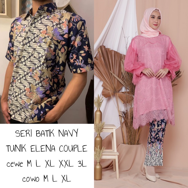 TUNIK ELENA SERI NAVY COUPLE / KEBAYA COUPLE / KEBAYA TUNANGAN