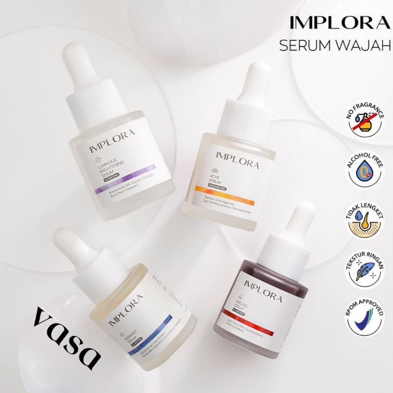 [COD] Implora Serum Wajah Luminous Bright Serum Acne Peeling Midnight Face Serum IMPLORA