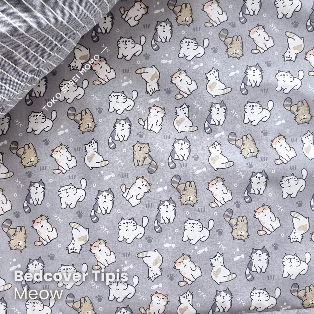 Bedcover Single Lite Edition - Motif Kucing Meong MOMO - Selimut Saja