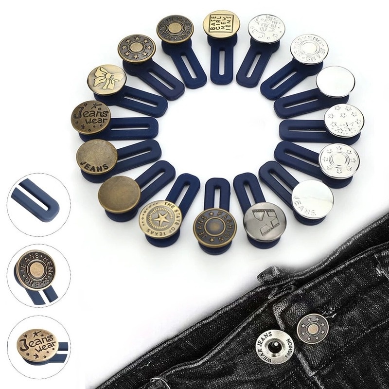 1pc Kancing Extender Pinggang Jeans Bahan Metal Dapat Ditarik / Disesuaikan