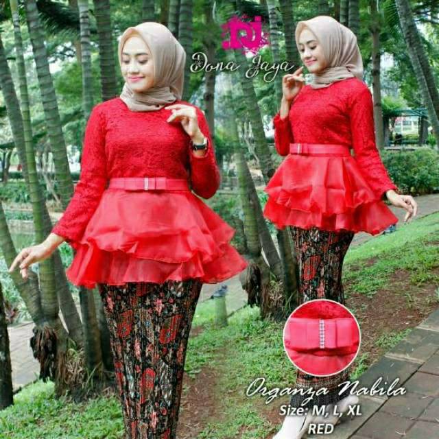 Realpic Stelan Kebaya Brukat Organza Nabila +Rok Original Butik