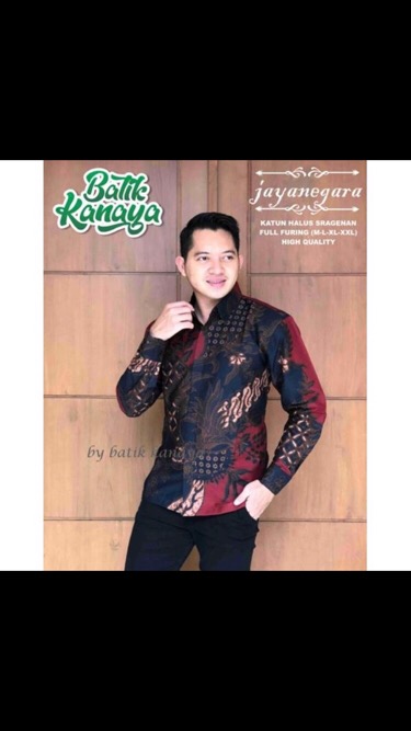 [full Ffurin] Kemeja Batik Pria Lengan Panjang Motif Jayanegara Bahan Katun Halus Sragenan