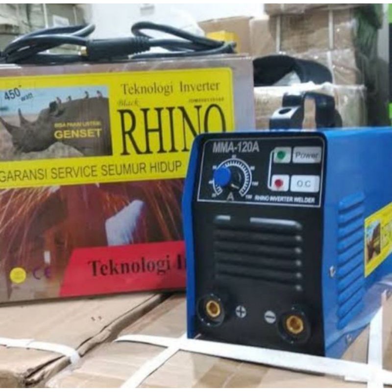 Mesin Las Trafo/Las Listrik 450 watt Rhino Biru 120 A Dan Mesin inverter IGBT