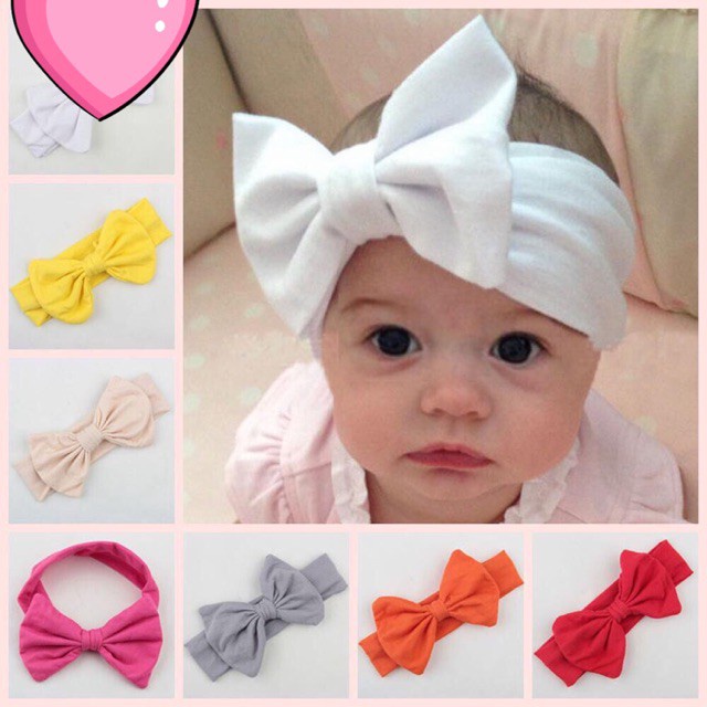 Headband Bayi Model Pita -Bandana Bando Kain Bayi Cewek Warna Polos Model Head Band Ikat Kepala Anak Merah Hitam Coklat Putih Pink