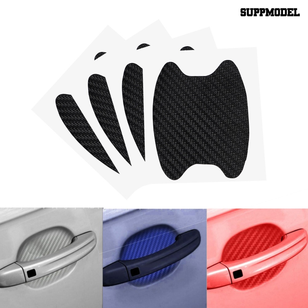 Car 4Pcs Stiker Film Pelindung Handle Pintu Mobil Universal Bahan Carbon Fiber Anti Gores