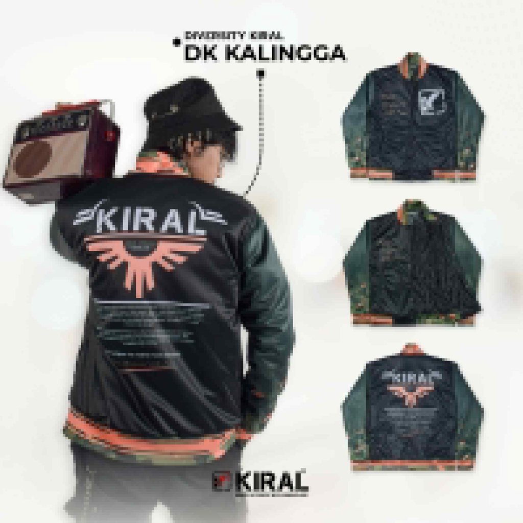 JAKET BASEBALL VARSITY - DIVERSITY JACKET KIRAL - KALINGGA GREEN ORANGE