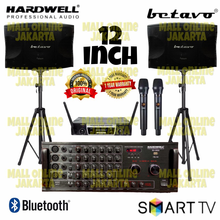 Paket sound system Hardwell Speaker betavo 12 inch Bluetooth karaoke