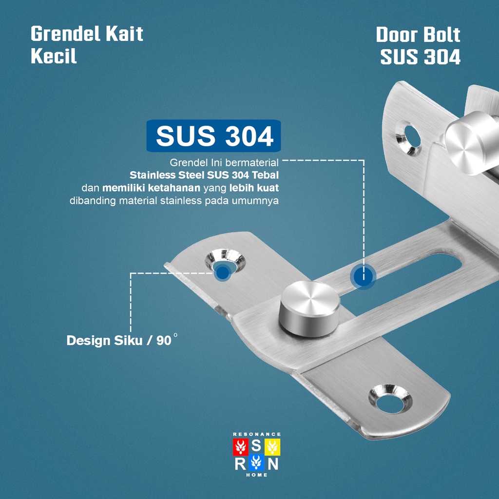 Grendel Kait Siku Sus 304 / Slot Pintu Geser Sliding Size Kecil Resonance Home