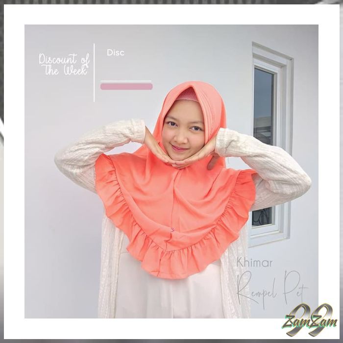 Hijab Jilbab Khimar Rempel Pet - Putih tulang 99