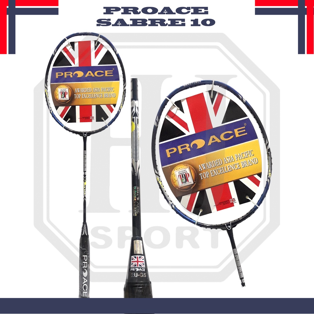 Raket Badminton Original Pro Ace Sabre 10 Bonus Komplit