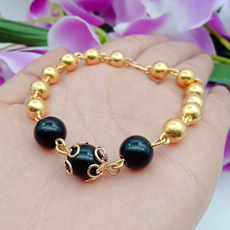 gelang wanita lapis emas permata giok star+