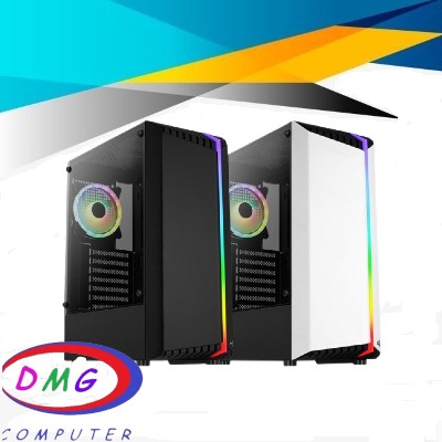 AEROCOOL BIONIC RGB MID TOWER Chassis CASE TEMPERED GLASS FRONT - Hitam/Putih