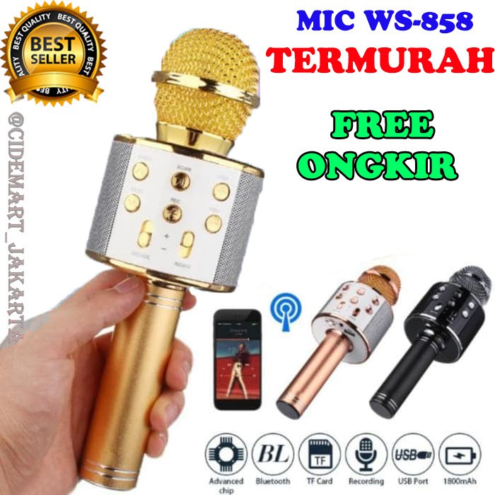 [JAKARTA] MICROFON KARAOKE WS858 / MIC KARAOKE WIRELESS BLUETOOTH WSTER WS-858