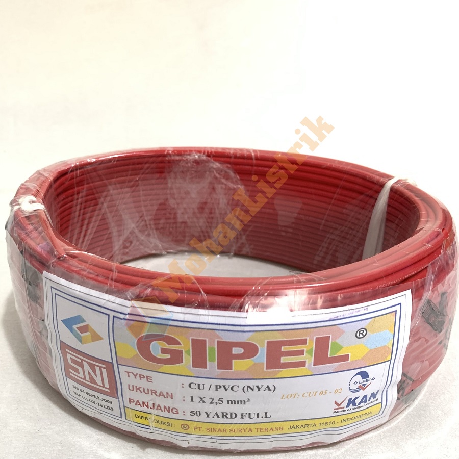 KABEL NYA TUNGGAL ENGKEL 1x2,5MM 50 YARD FULL GIPEL SNI ETERNA SUPREME