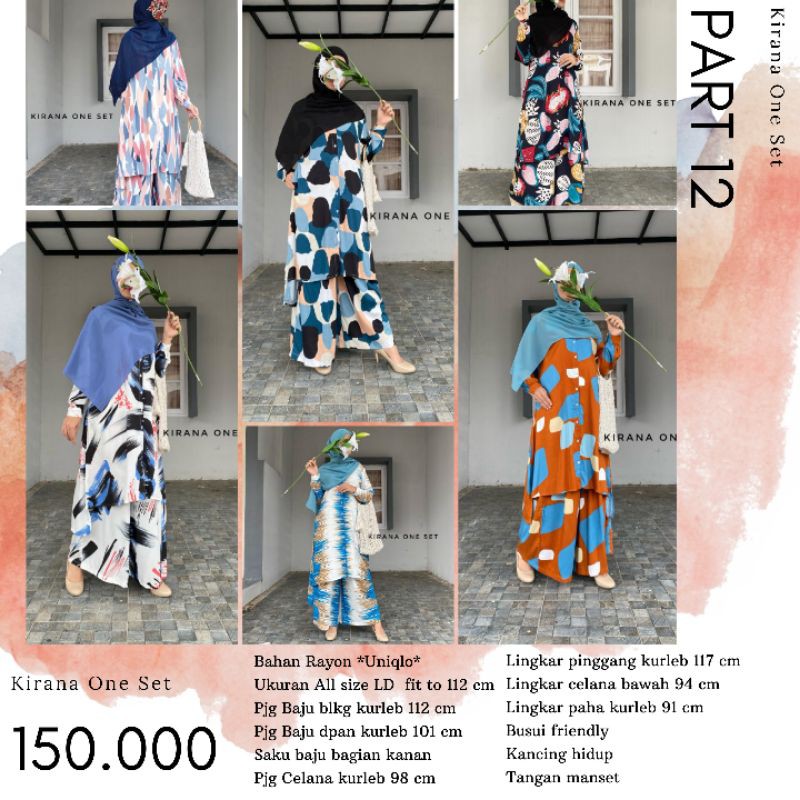 Baju Setelan Katun Rayon Premium Kirana One Set Kulot Tunik LD 112 Busui Friendly Bisa COD Part 12