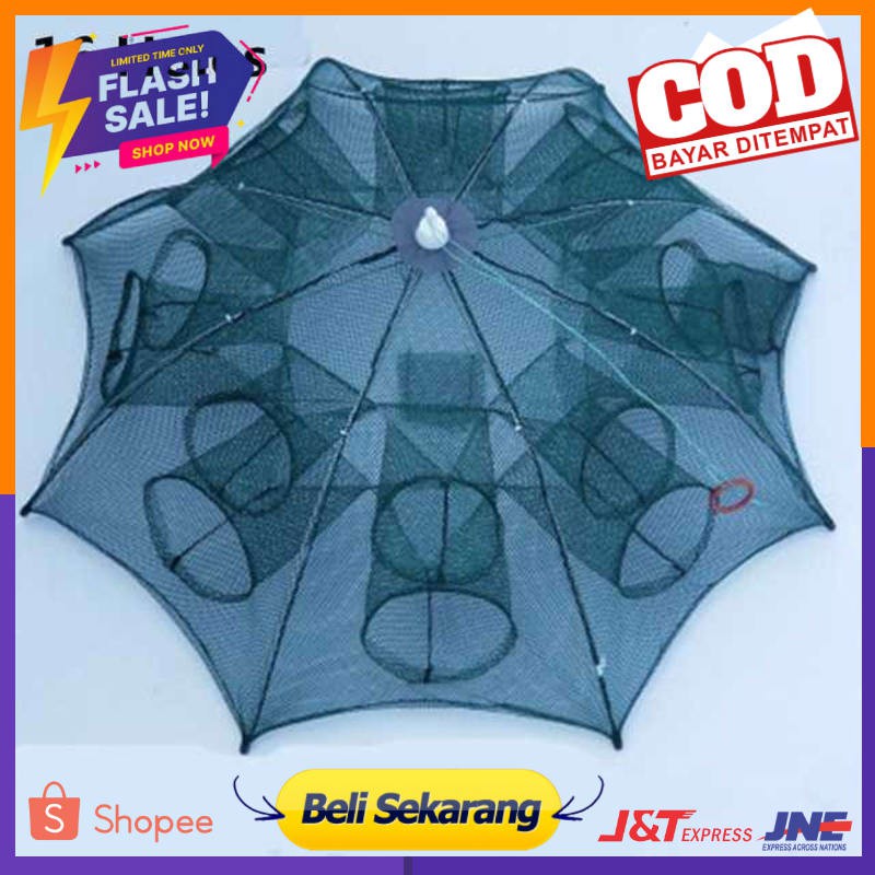 Jaring Pancing Ikan Udang Automatic Fold Umbrella Fishing Net 16 Holes