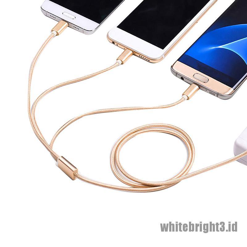 &lt; White3 &gt; 3 in 1 Kabel Data / Charger Micro USB / Type C Untuk iPhone