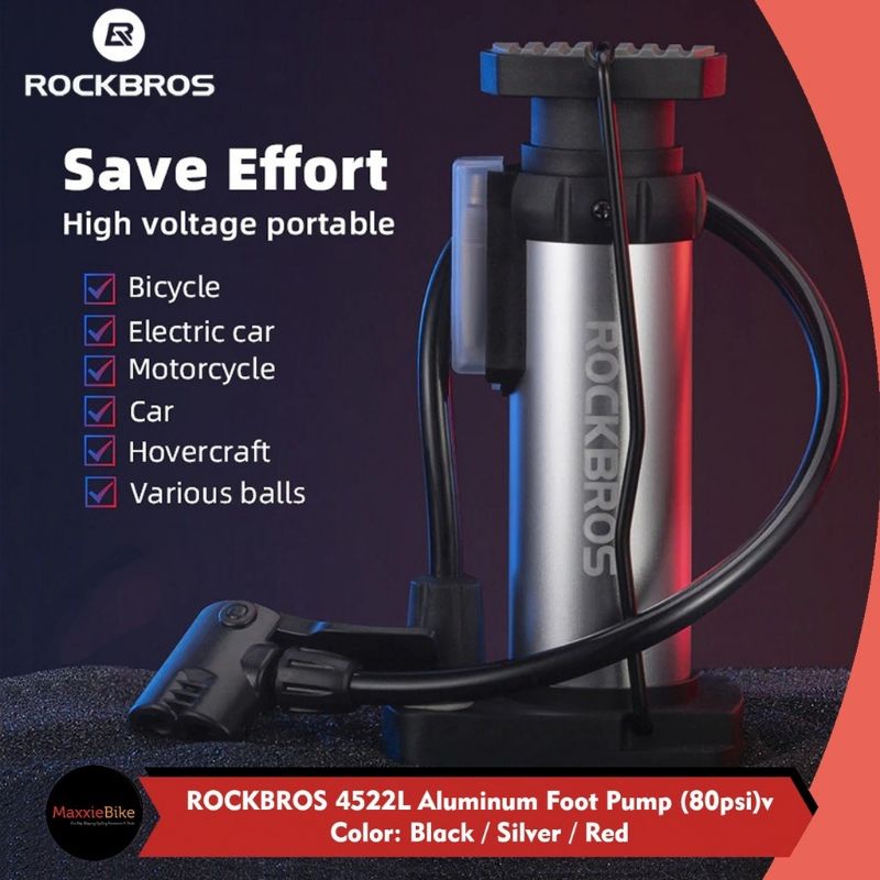 ROCKBROS 4522L Pompa Sepeda Mini Portable Bike Pump 80 PSIPentil