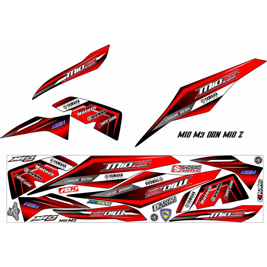 VARIASI MOTOR YAMAHA MIO M3 MIO Z STRIPING/STIKER RACING VARIASI MERAH POLET PUTIH NEW VARIASI
