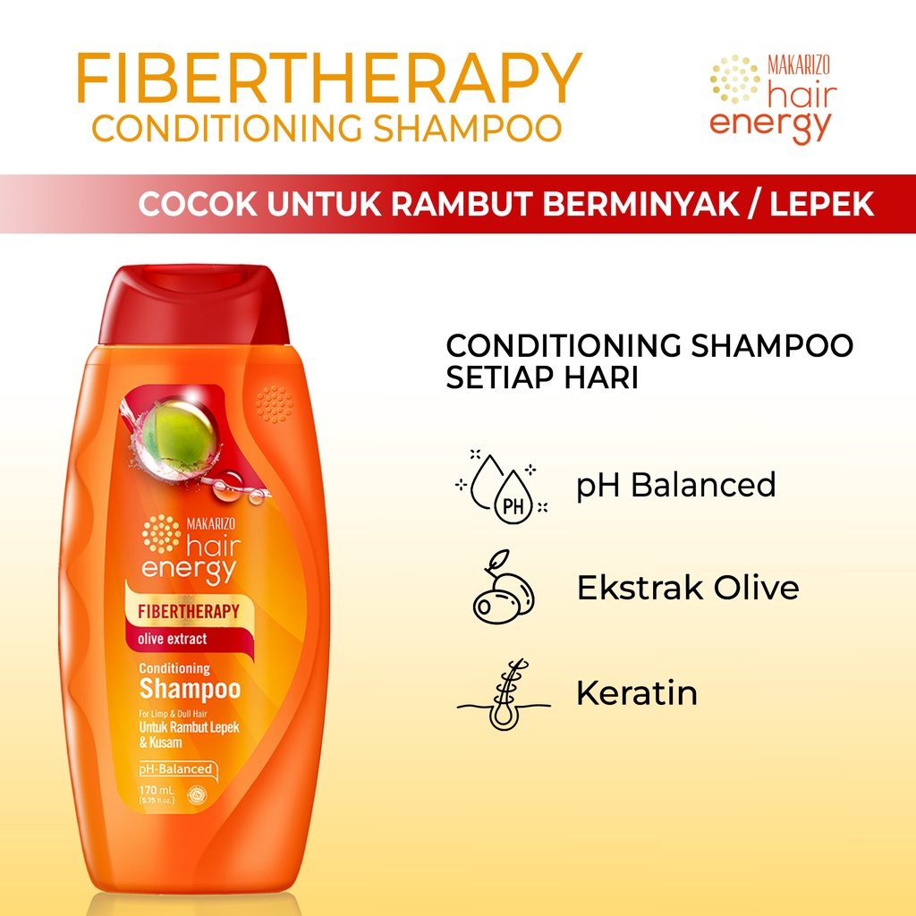Makarizo Hair Energy Fibertherapy  Conditioning Shampoo Olive 170 mL / Shampo Kondisioner-4