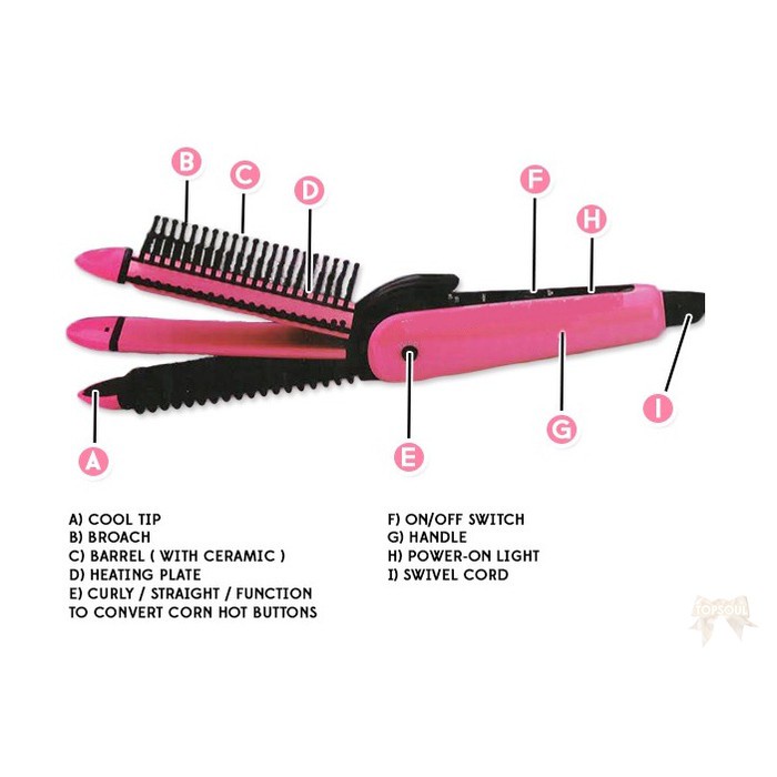 [ORI] Catokan Sisir Rambut NOVA NHC-8890 Alat Pelurus Rambut dengan Kabel dapat Berputar 360 Derajat - Pink