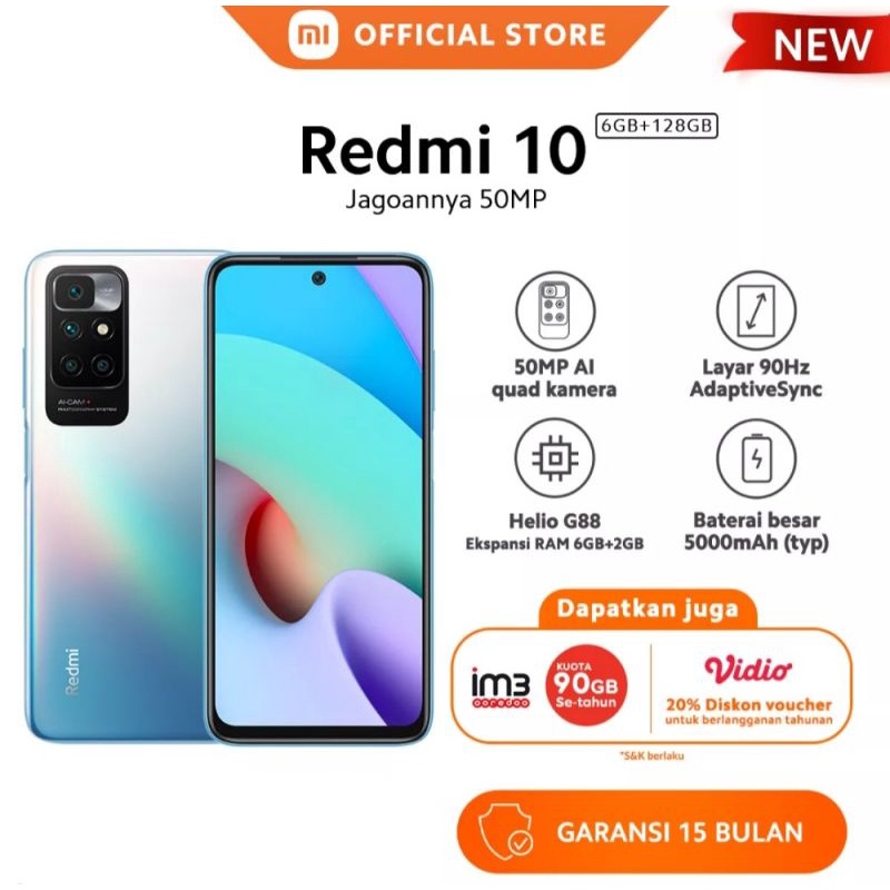 xiaomi redmi 10 ram 6 memory 128 new produk