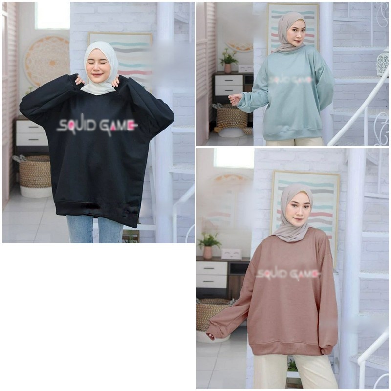 SWEATER SQU1DDE G4M3 OVERSIZE - SWEATER WANITA OBLONG BAHAN BABYTERRY