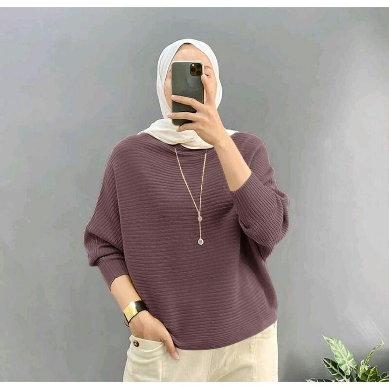 Blouse Batwing Rajut || Sweater Batwing Rajut Premium