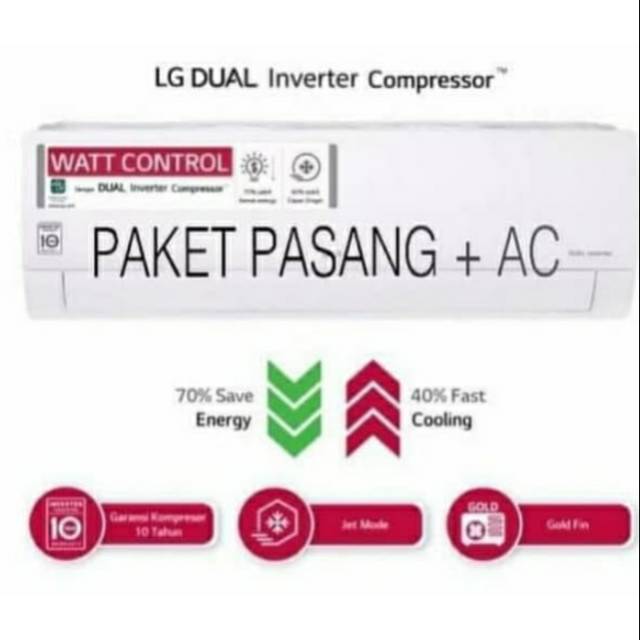 Ac Dual inventer LG 0,5pk control energi listrik 300watt terpasang di cirebon kota