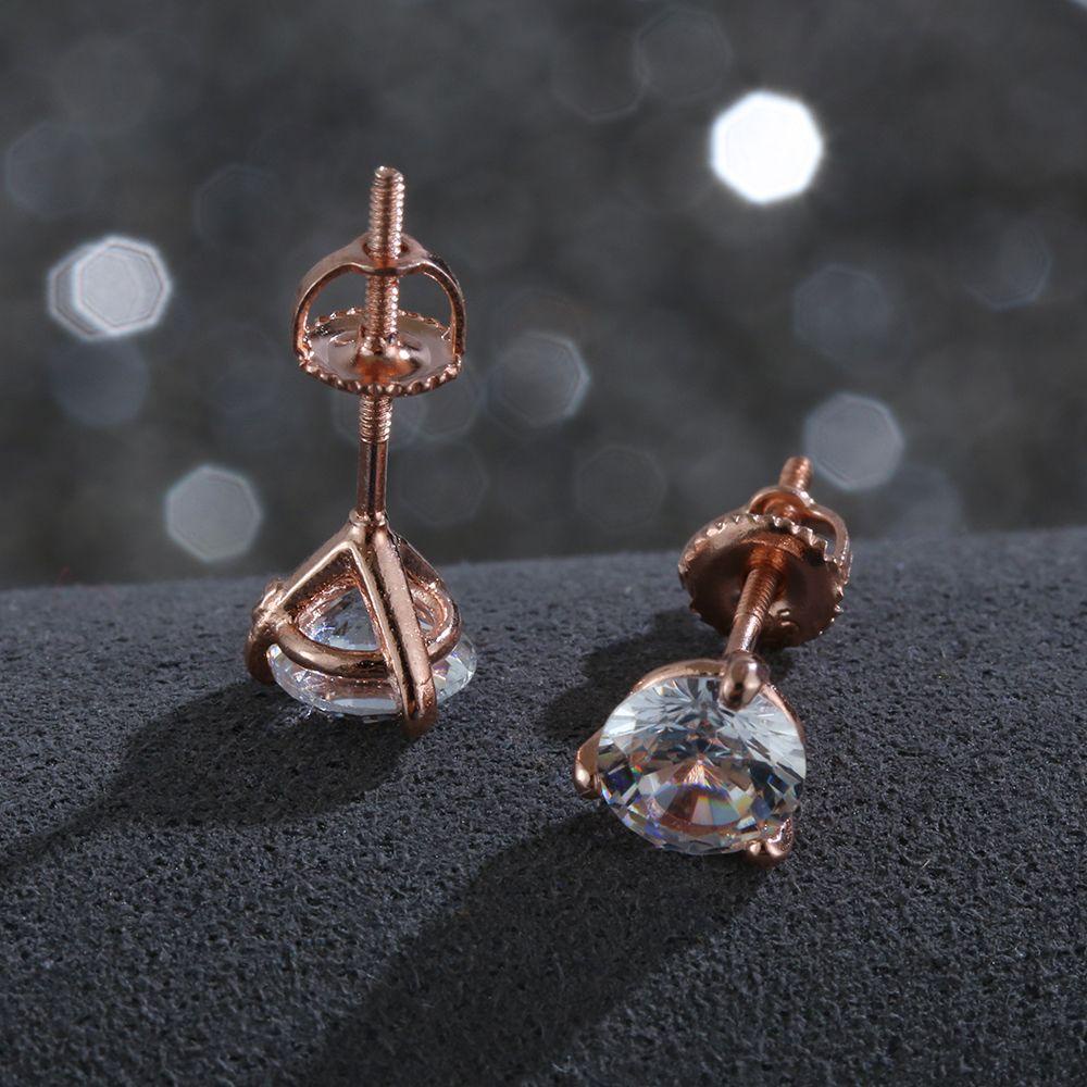 Solighter Anting Cabang Tiga Hadiah Perhiasan Pertunangan Pernikahan Baru Berlian Bulat