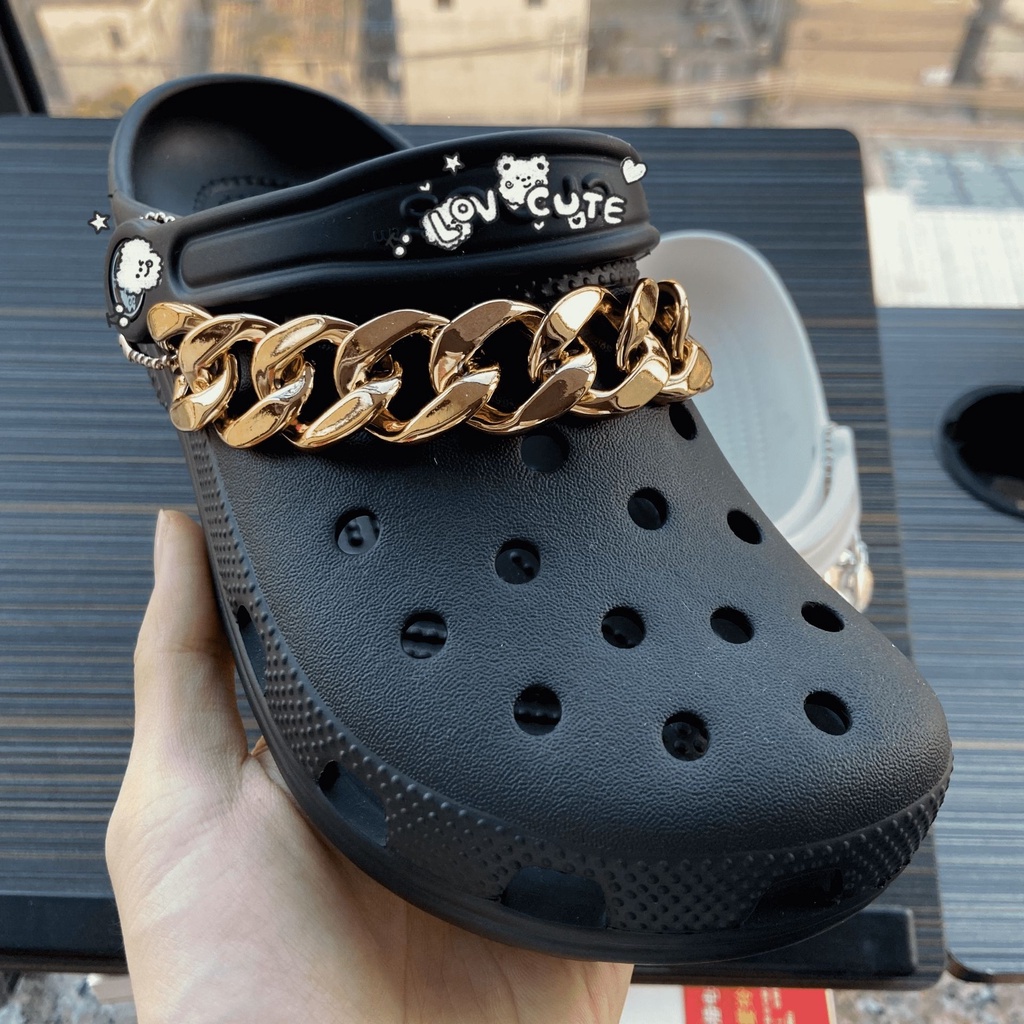 2pcs Rantai croc jibz Warna Emas Silver Untuk Dekorasi Sepatu