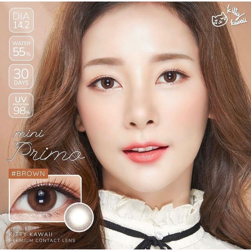 SOFTLENS MINI PRIMO KITTY KAWAII GRAY BROWN NORMAL MINUS NATURAL