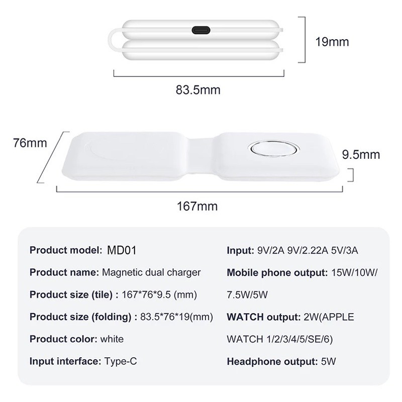 ELAVO Original Wireless FAST charger travel DOCK Handphone Universal HP Samsung S21 s7 edge s20 iphone 11 13 Xr 12 Folded apple watch 7 6 5 airpods 2 pro Duo