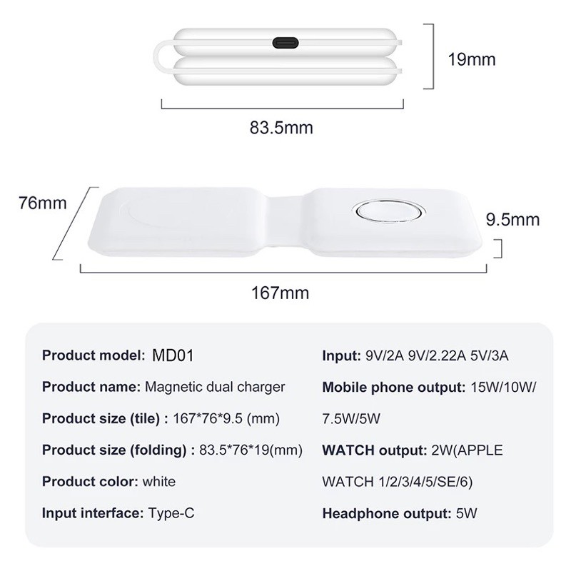 ELAVO Original Wireless FAST charger travel DOCK Handphone Universal HP Samsung S21 s7 edge s20 iphone 11 13 Xr 12 Folded apple watch 7 6 5 airpods 2 pro Duo