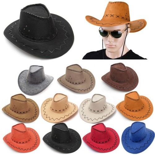 Topi cowboy dewasa kulit tebal / topi cowboi unisex