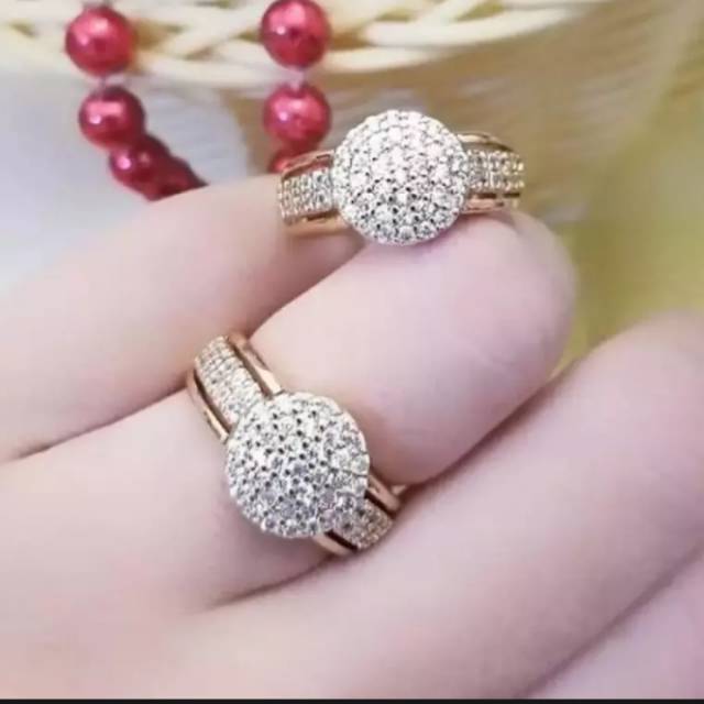 Cincin kaka wanita super mewah gold lapis emas 18k perhiasan wanita aksesoris fashion