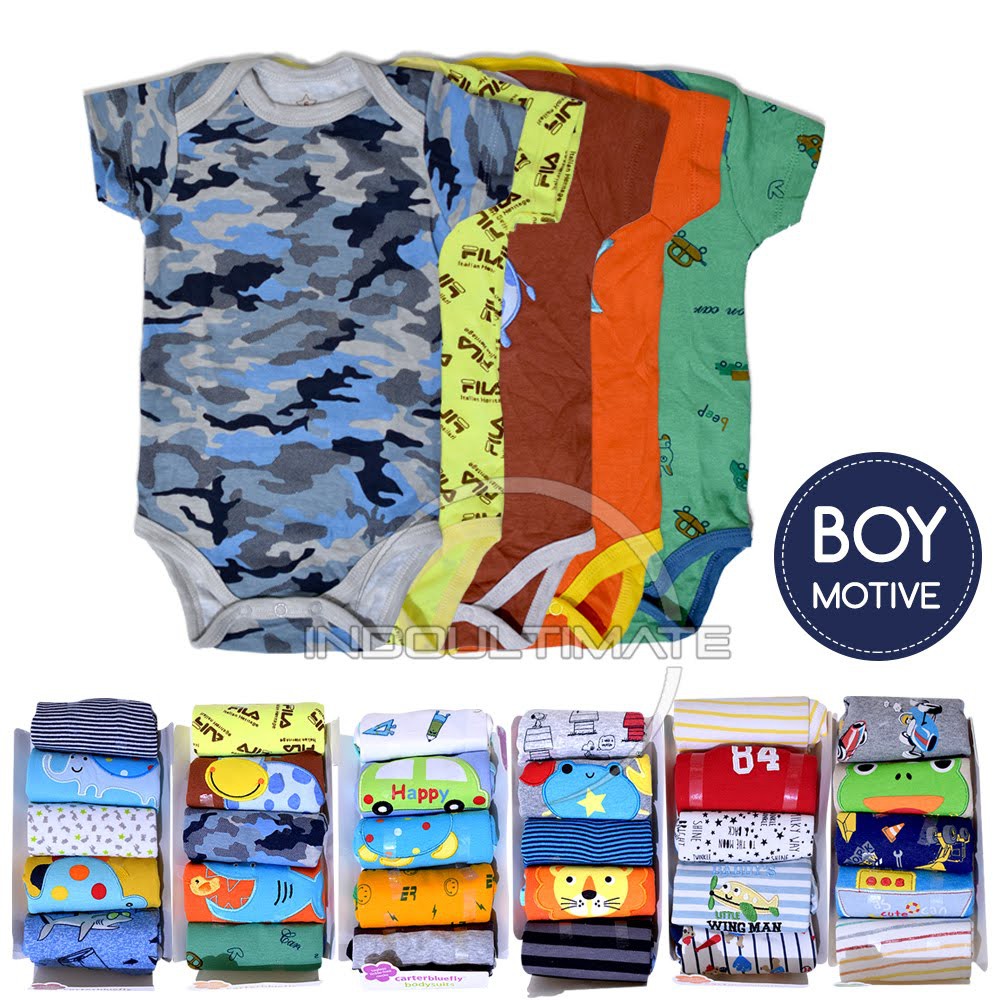 5in1 Baju Bayi Newborn Jumper Lengan Pendek 0-2 tahun Bayi kaos atasan Bayi baru lahir  BC-01-4 Baju Bayi Lengan Pendek isi 5pcs