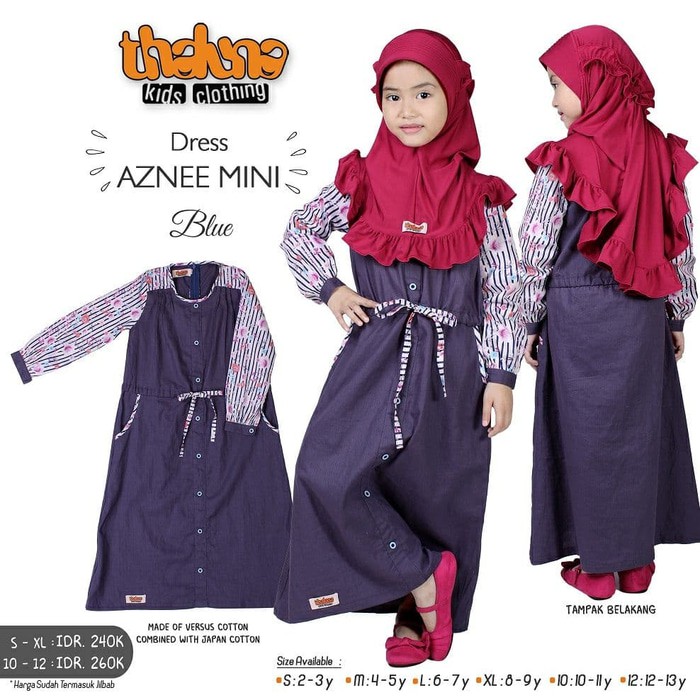 DISKON !!! DRESS ANAK - GAMIS AZNEE MINI BY THALUNA KIDS - KATUN JEPANG - SET TERBARU