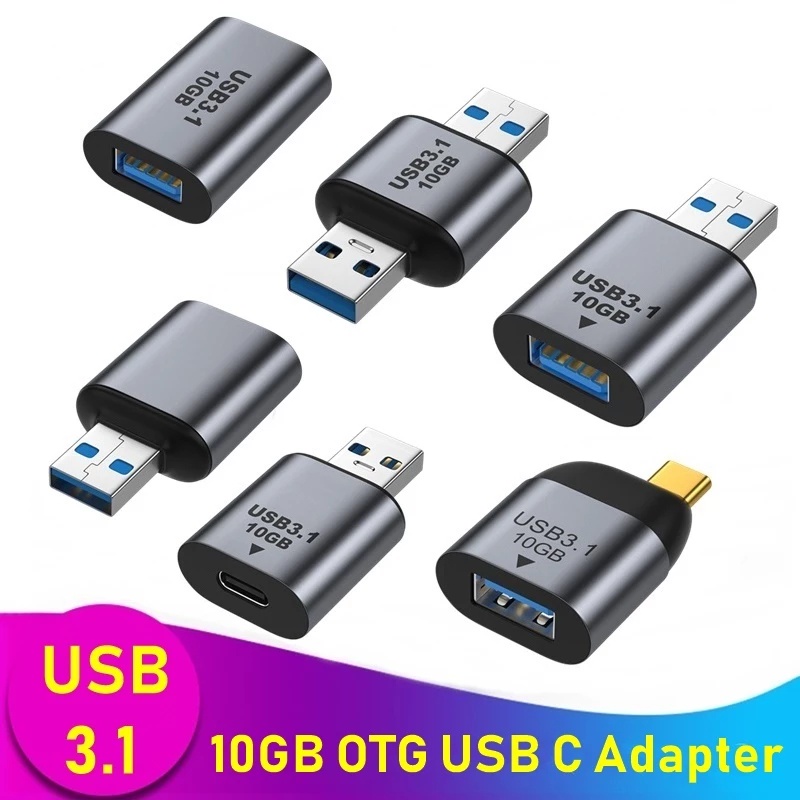 Adapter OTG USB Tipe C 3.1 3A 10Gbps Fast Charging Multifungsi Bahan Aluminum Alloy Untuk Hp / Macbook / Tablet