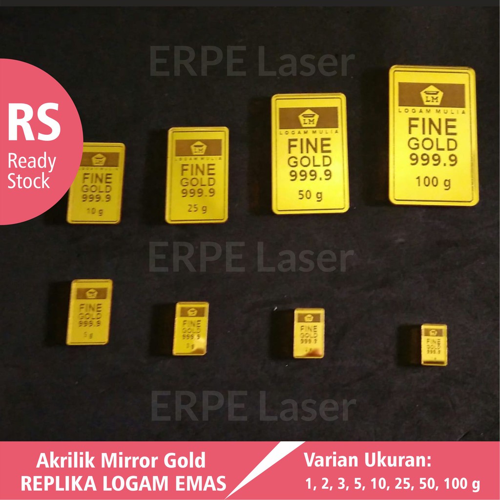 Replika Logam Mulia Emas Batangan Akrilik Mirror Gold